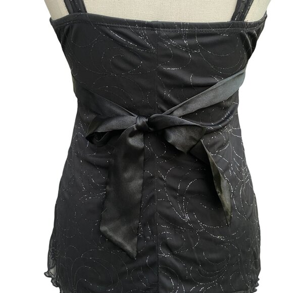 Y2K Babydoll Sheer Mesh Whimsigoth Tank Top Black Shimmer Dark Fairy Grunge-M - Picture 12 of 16